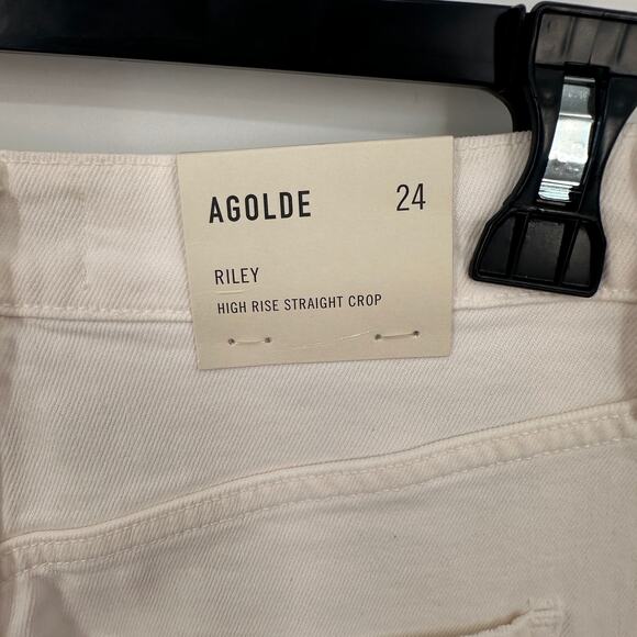 AGOLDE NWT Riley Crop Ankle Denim Jean in White Whip // 24 - Picture 8 of 13